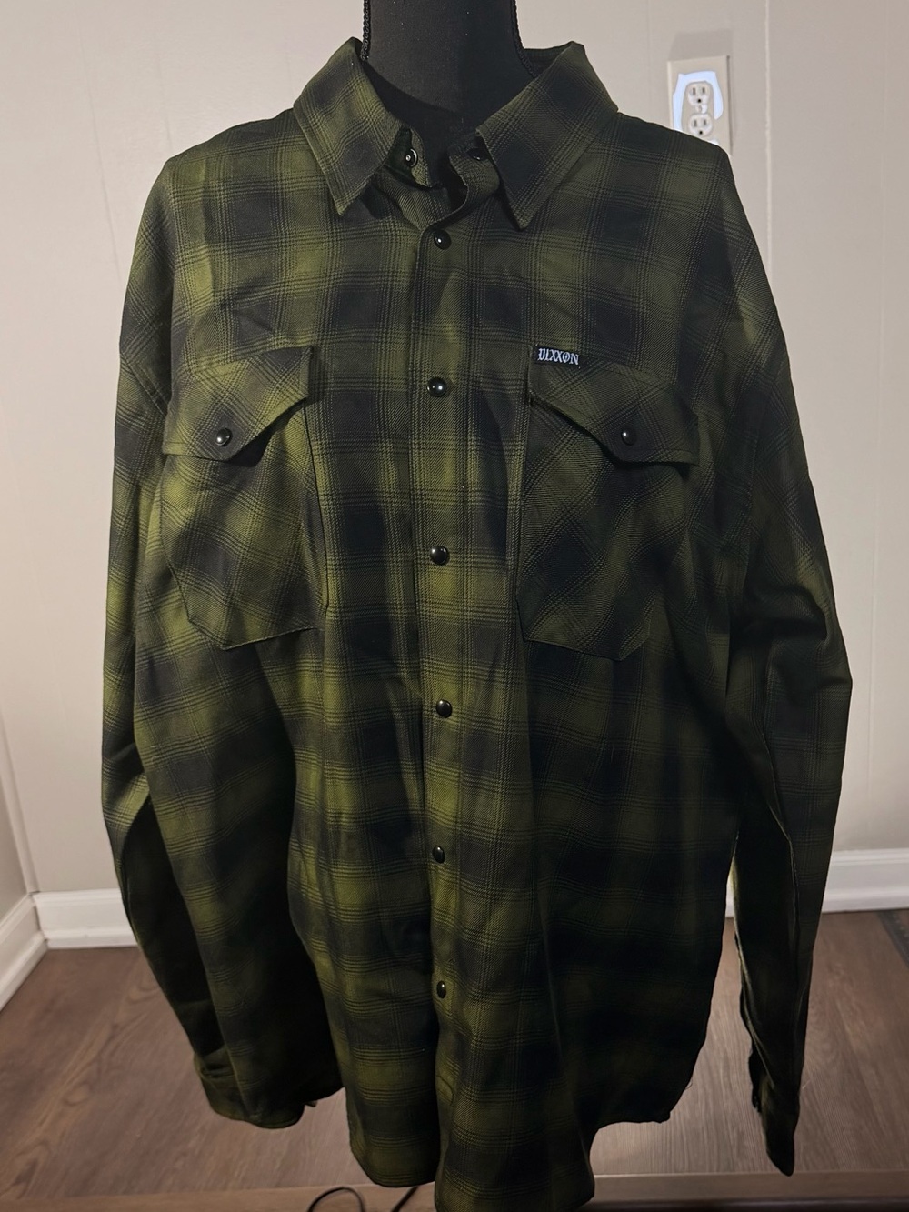 DIXXON Olive and Black Plaid Button-Front Shirt
